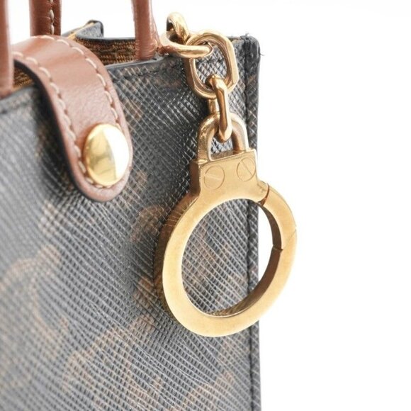 Celine Charm Brown White Gold Triomphe Canvas Logo Micro Vertical Cabas - Picture 5 of 6